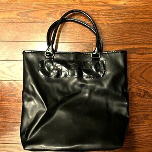 Estée Lauder Black Faux Leather Snake Print Tote Bag, 1990s SHIPS FREE
